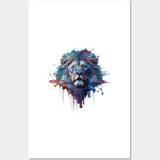 Lion Splash Art: Vibrant Fantasy Portrait #4 Posters and Art